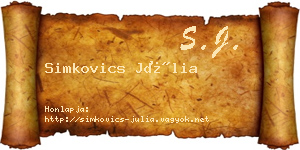 Simkovics Júlia névjegykártya